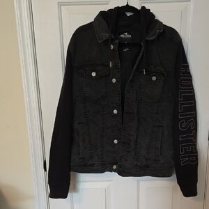 Hollister Black Denim Varsity Advanced Stretch Jacket